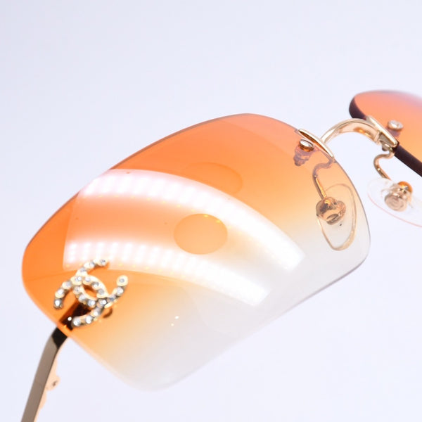 Mint condition CHANEL sunglasses, eyewear, rhinestone, Coco Mark, gold hardware, 4017-D 62◻17 120 Used 4a004919