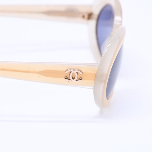 CHANEL Sunglasses Eyewear Coco Mark Beige Gold Hardware Acetate 07801 Good Condition Used 4a004921
