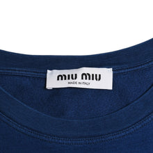 画像をギャラリービューアに読み込む, 極美品 MIU MIU ミュウミュウ ノースリーブ ジャージ Tシャツ MJE15 ワッペンロゴ カットソー フレンチスリーブ インディゴブルー ネイビー レディース Mサイズ 中古 4a004940