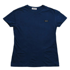 MIU MIU Cotton Jersey T-shirt MJE15 Patch Logo Cut and Sewn Short Sleeve T-shirt Indigo Blue Navy Size M Good Condition Used 4a004938