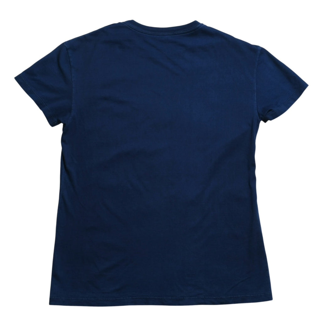 MIU MIU ミュウミュウ コットン ジャージーTシャツ MJE15 ワッペンロゴ カットソー 半袖Tシャツ インディゴブルー ネイビー Mサイズ 美品 中古 4a004938