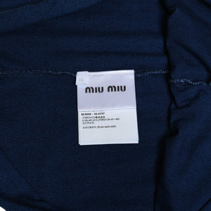 MIU MIU Cotton Jersey T-shirt MJE15 Patch Logo Cut and Sewn Short Sleeve T-shirt Indigo Blue Navy Size M Good Condition Used 4a004938