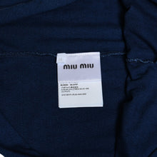 画像をギャラリービューアに読み込む, MIU MIU ミュウミュウ コットン ジャージーTシャツ MJE15 ワッペンロゴ カットソー 半袖Tシャツ インディゴブルー ネイビー Mサイズ 美品 中古 4a004938