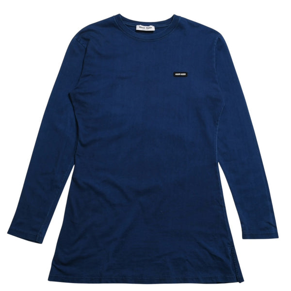MIU MIU Cotton Jersey Long Sleeve T-Shirt MJE15 Long T-Shirt Long Sleeve T-Shirt Indigo Blue Navy Size M Good Condition Used 4a004939