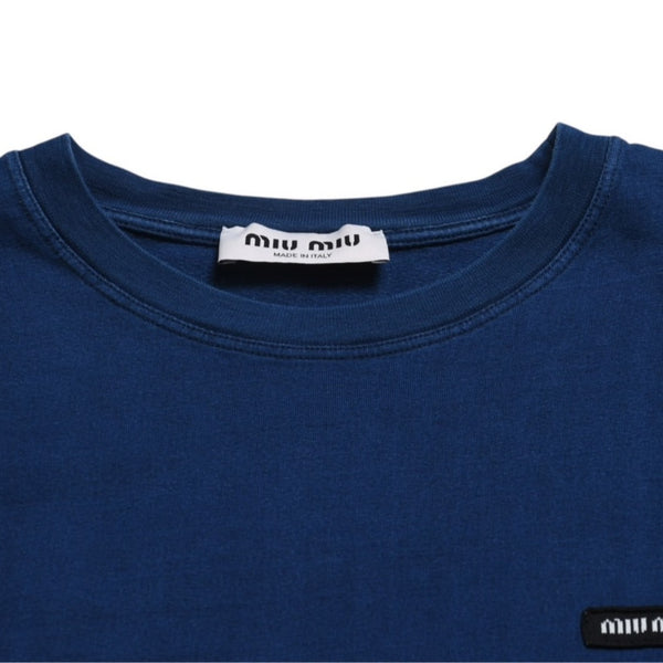 MIU MIU Cotton Jersey Long Sleeve T-Shirt MJE15 Long T-Shirt Long Sleeve T-Shirt Indigo Blue Navy Size M Good Condition Used 4a004939