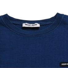 画像をギャラリービューアに読み込む, MIU MIU ミュウミュウ コットン ジャージーロングスリーブ Tシャツ MJE15 ロンT 長袖Tシャツ インディゴブルー ネイビー Mサイズ 美品 中古 4a004939
