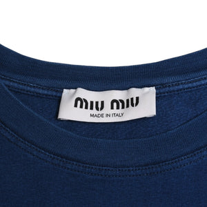 MIU MIU Cotton Jersey Long Sleeve T-Shirt MJE15 Long T-Shirt Long Sleeve T-Shirt Indigo Blue Navy Size M Good Condition Used 4a004939