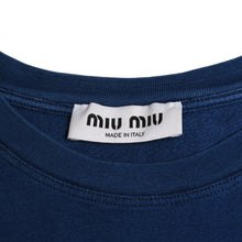 画像をギャラリービューアに読み込む, MIU MIU ミュウミュウ コットン ジャージーロングスリーブ Tシャツ MJE15 ロンT 長袖Tシャツ インディゴブルー ネイビー Mサイズ 美品 中古 4a004939