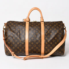 LOUIS VUITTON Keepall 50 Bandouliere Boston Bag M41426 PVC Leather Monogram MB3047 Gold Hardware Good Condition Used 4a004901