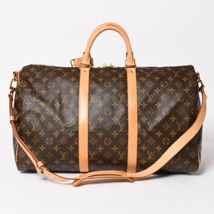 LOUIS VUITTON Keepall 50 Bandouliere Boston Bag M41426 PVC Leather Monogram MB3047 Gold Hardware Good Condition Used 4a004901