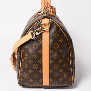 LOUIS VUITTON Keepall 50 Bandouliere Boston Bag M41426 PVC Leather Monogram MB3047 Gold Hardware Good Condition Used 4a004901