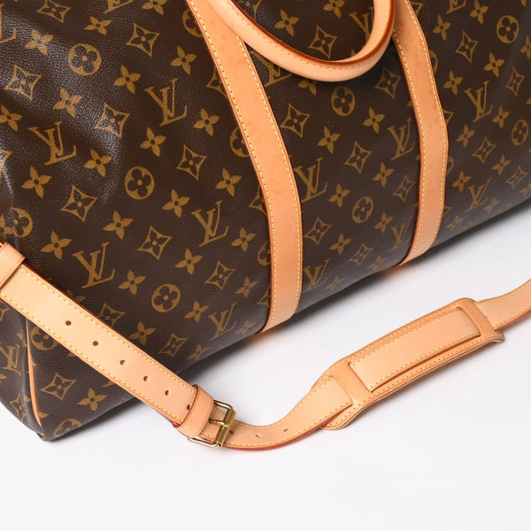 LOUIS VUITTON Keepall 50 Bandouliere Boston Bag M41426 PVC Leather Monogram MB3047 Gold Hardware Good Condition Used 4a004901