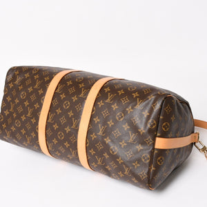 LOUIS VUITTON Keepall 50 Bandouliere Boston Bag M41426 PVC Leather Monogram MB3047 Gold Hardware Good Condition Used 4a004901