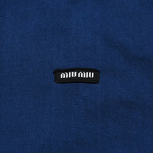 画像をギャラリービューアに読み込む, 極美品 MIU MIU ミュウミュウ ノースリーブ ジャージ Tシャツ MJE15 ワッペンロゴ カットソー フレンチスリーブ インディゴブルー ネイビー レディース Mサイズ 中古 4a004940