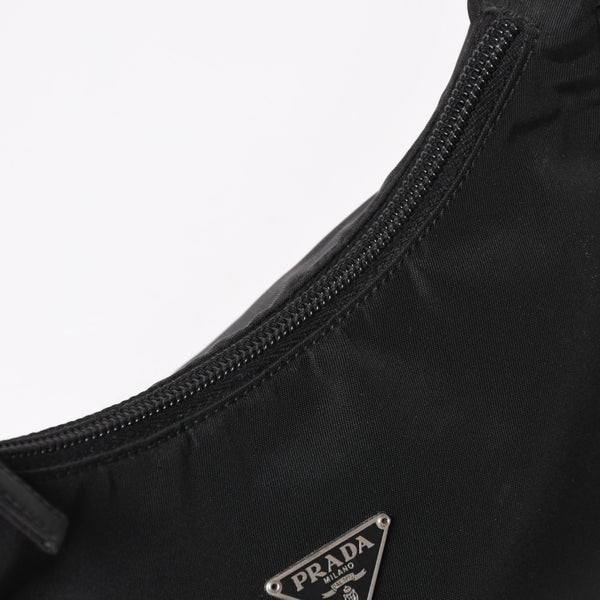 PRADA プラダ ポーチ ハンドバッグ MV515 ホーボー ミニバッグ 三角ロゴ ブラック シルバー金具 美品 中古 4a004675