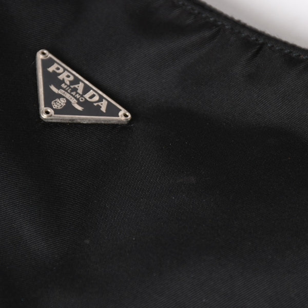 PRADA プラダ ポーチ ハンドバッグ MV515 ホーボー ミニバッグ 三角ロゴ ブラック シルバー金具 美品 中古 4a004675