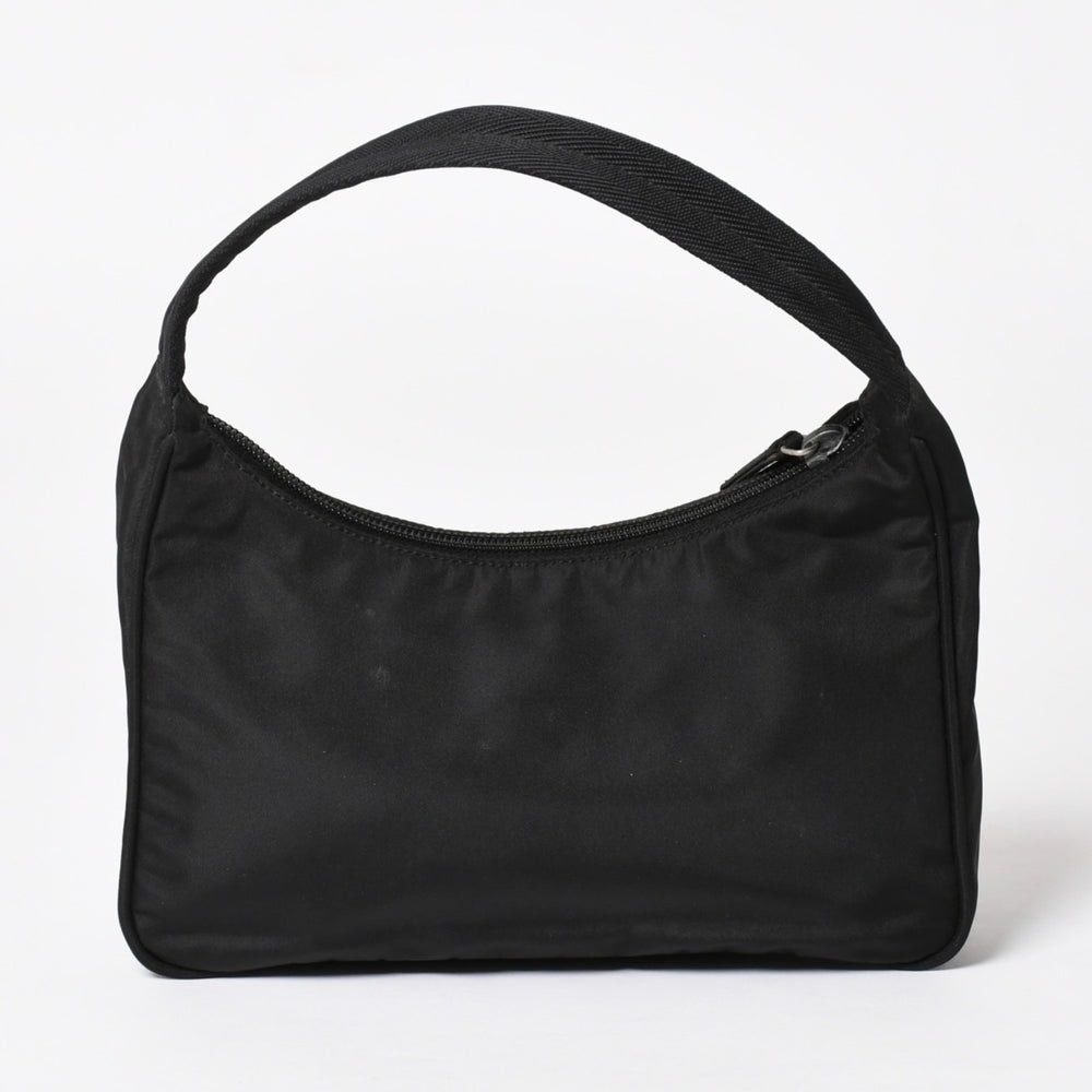 PRADA プラダ ポーチ ハンドバッグ MV515 ホーボー ミニバッグ 三角ロゴ ブラック シルバー金具 美品 中古 4a004675