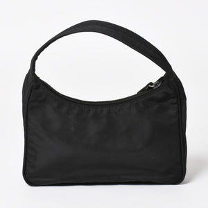 PRADA プラダ ポーチ ハンドバッグ MV515 ホーボー ミニバッグ 三角ロゴ ブラック シルバー金具 美品 中古 4a004675
