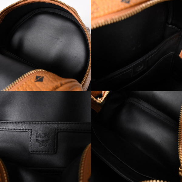 極美品 MCM エムシーエム ヴェセトス リュック デイパック バックパック スタッズ レザー ブラウン ゴールド金具 中古 4a004966