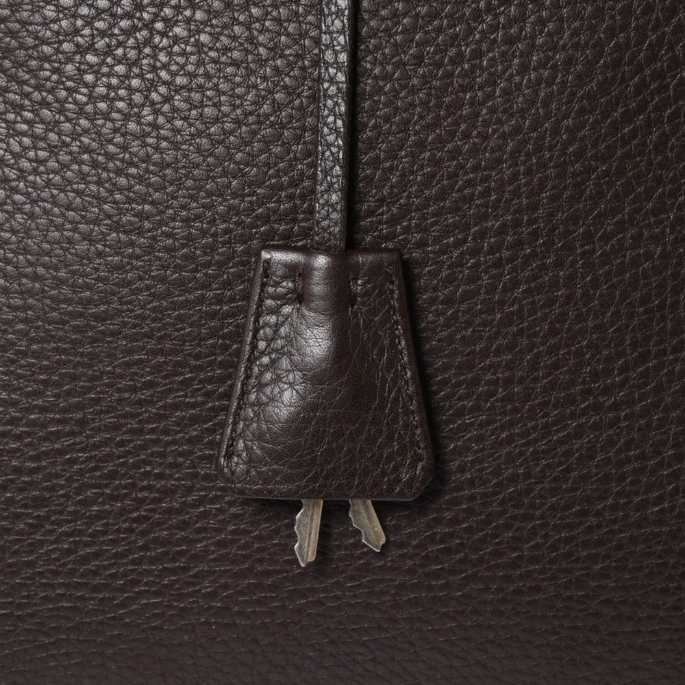 PRADA Prada tote bag handbag dark brown brown triangle logo plate silver hardware mint condition used 4a004982