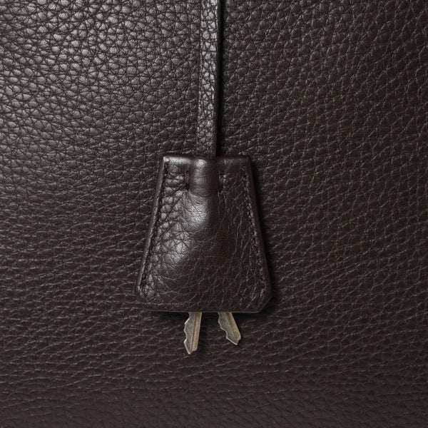 PRADA プラダ トートバッグ ハンドバッグ ダークブラウン ブラウン 三角ロゴプレート シルバー金具 美品 中古 4a004982