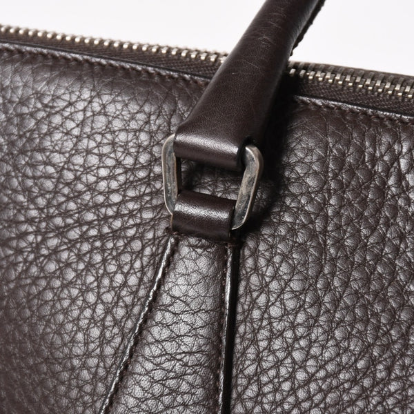 PRADA プラダ トートバッグ ハンドバッグ ダークブラウン ブラウン 三角ロゴプレート シルバー金具 美品 中古 4a004982
