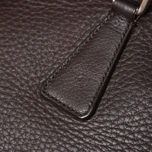 PRADA プラダ トートバッグ ハンドバッグ ダークブラウン ブラウン 三角ロゴプレート シルバー金具 美品 中古 4a004982