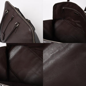 PRADA プラダ トートバッグ ハンドバッグ ダークブラウン ブラウン 三角ロゴプレート シルバー金具 美品 中古 4a004982