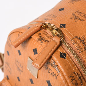 極美品 MCM エムシーエム ヴェセトス リュック デイパック バックパック スタッズ レザー ブラウン ゴールド金具 中古 4a004966