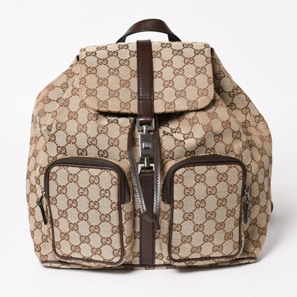 GUCCI Gucci Rucksack Backpack 114552 GG Canvas Jackie Canvas Leather Brown Good Condition Used 4a004958