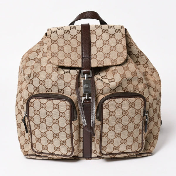 GUCCI グッチ リュック バックパック 114552 GGキャンバス ジャッキー キャンバス レザー ブラウン 美品 中古 4a004958