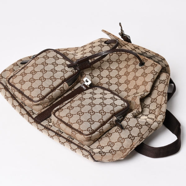 GUCCI グッチ リュック バックパック 114552 GGキャンバス ジャッキー キャンバス レザー ブラウン 美品 中古 4a004958