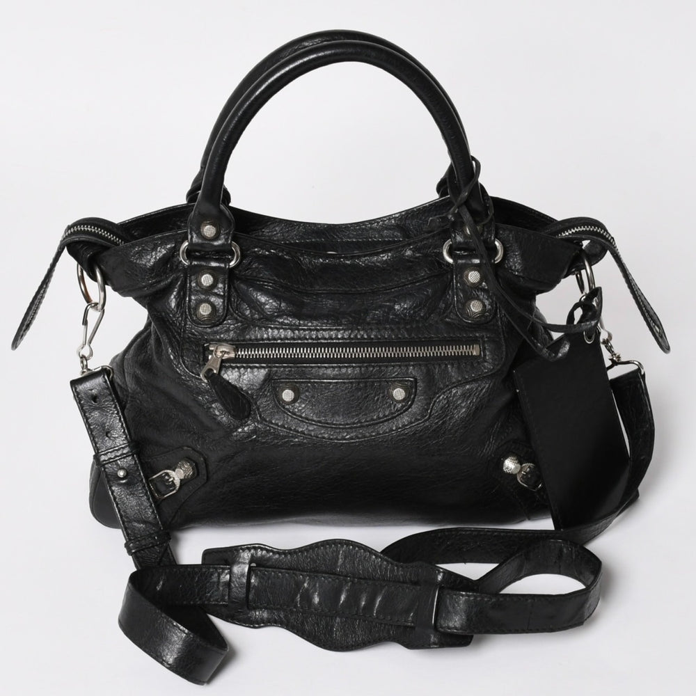 極美品 BALENCIAGA バレンシアガ ザ ジャイアント タウン 2WAY ハンドバッグ 285434 ブラック レザー ショルダー 中古 4a004969