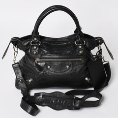 極美品 BALENCIAGA バレンシアガ ザ ジャイアント タウン 2WAY ハンドバッグ 285434 ブラック レザー ショルダー 中古 4a004969