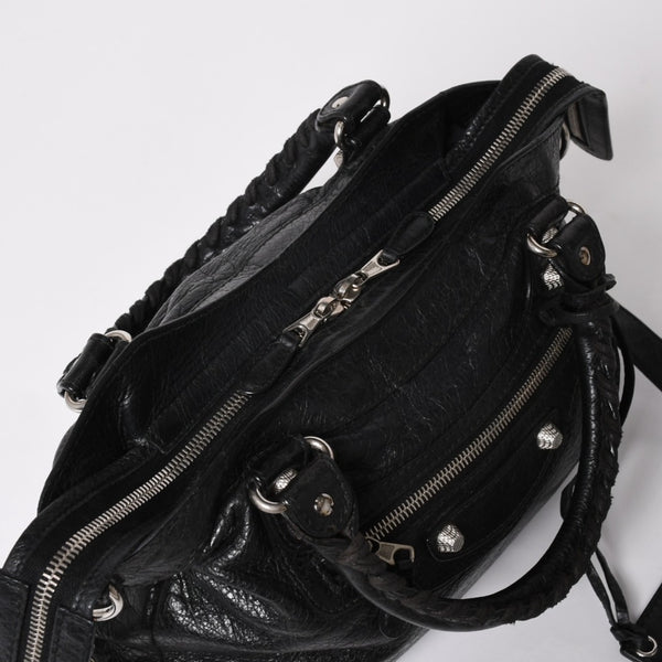 極美品 BALENCIAGA バレンシアガ ザ ジャイアント タウン 2WAY ハンドバッグ 285434 ブラック レザー ショルダー 中古 4a004969