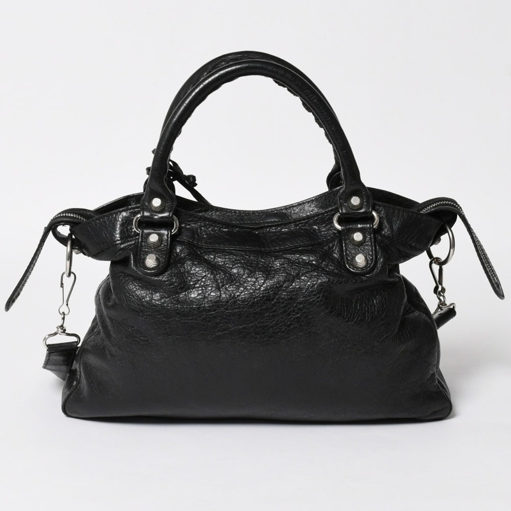 極美品 BALENCIAGA バレンシアガ ザ ジャイアント タウン 2WAY ハンドバッグ 285434 ブラック レザー ショルダー 中古 4a004969