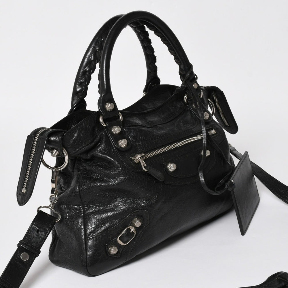 極美品 BALENCIAGA バレンシアガ ザ ジャイアント タウン 2WAY ハンドバッグ 285434 ブラック レザー ショルダー 中古 4a004969