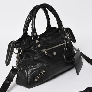 極美品 BALENCIAGA バレンシアガ ザ ジャイアント タウン 2WAY ハンドバッグ 285434 ブラック レザー ショルダー 中古 4a004969