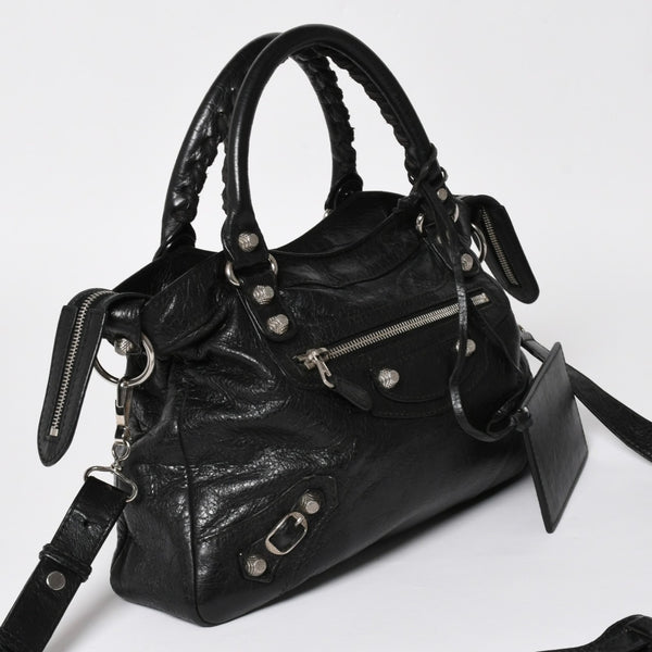 極美品 BALENCIAGA バレンシアガ ザ ジャイアント タウン 2WAY ハンドバッグ 285434 ブラック レザー ショルダー 中古 4a004969