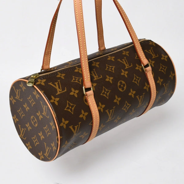 極美品 LOUIS VUITTON ルイヴィトン パピヨン30 GM ハンドバッグ M51365 モノグラム ゴールド金具 筒型 中古 4a004967