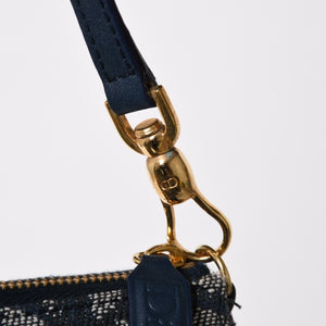 極美品 Christian Dior クリスチャンディオール サドルポーチ アクセサリーポーチ MC0031 ネイビー トロッター柄 ガリアーノ期 中古 4a004806