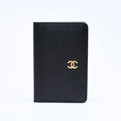 新品同様品 CHANEL シャネル Coco Mark ココマーク 手帳カバー ブックカバー 6番台 ブラック ゴールド金具 中古 4a004976