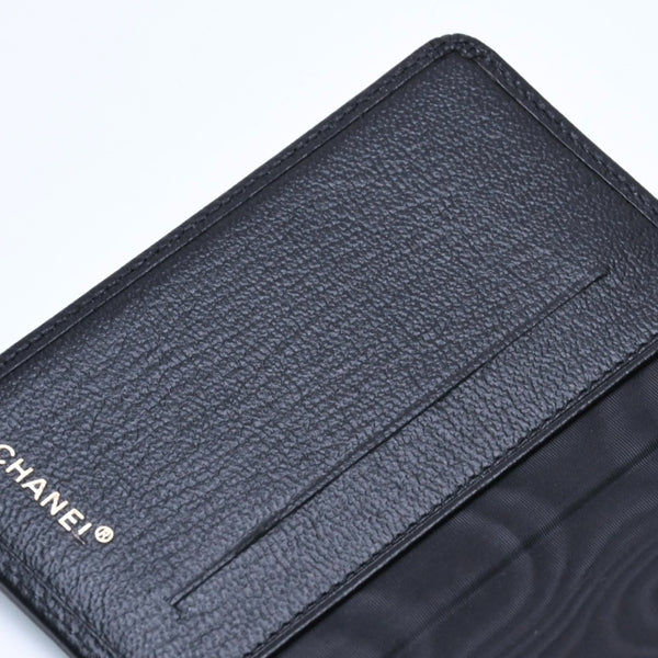 新品同様品 CHANEL シャネル Coco Mark ココマーク 手帳カバー ブックカバー 6番台 ブラック ゴールド金具 中古 4a004976