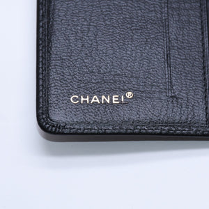 新品同様品 CHANEL シャネル Coco Mark ココマーク 手帳カバー ブックカバー 6番台 ブラック ゴールド金具 中古 4a004976
