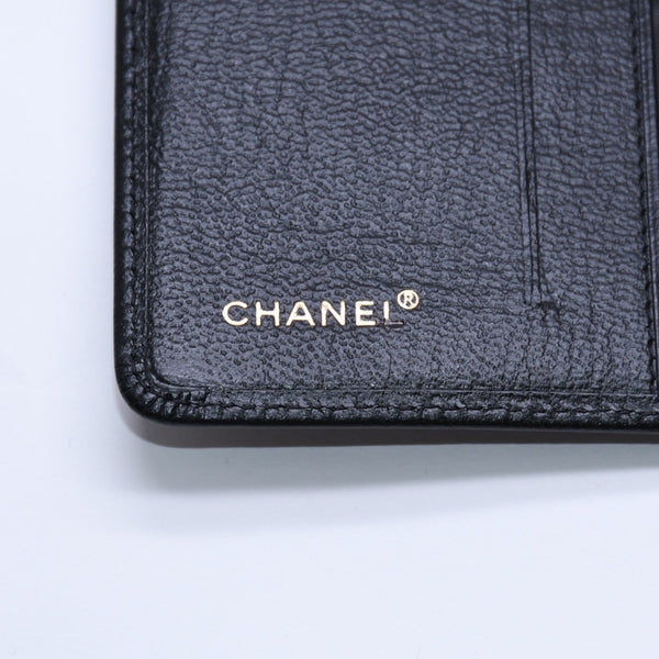 新品同様品 CHANEL シャネル Coco Mark ココマーク 手帳カバー ブックカバー 6番台 ブラック ゴールド金具 中古 4a004976