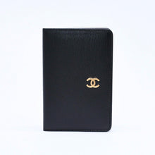 画像をギャラリービューアに読み込む, 新品同様品 CHANEL シャネル Coco Mark ココマーク 手帳カバー ブックカバー 6番台 ブラック ゴールド金具 中古 4a004976