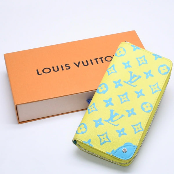 LOUIS VUITTON ルイヴィトン モノグラムプレイグランド ジッピーウォレット ヴェルティカル M82005 イエロー ブルー 美品 中古 4a004799