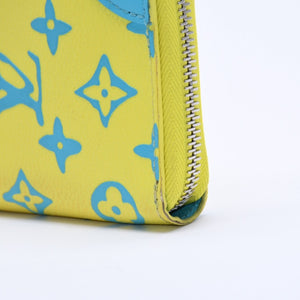 LOUIS VUITTON ルイヴィトン モノグラムプレイグランド ジッピーウォレット ヴェルティカル M82005 イエロー ブルー 美品 中古 4a004799