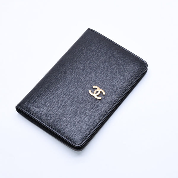 新品同様品 CHANEL シャネル Coco Mark ココマーク 手帳カバー ブックカバー 6番台 ブラック ゴールド金具 中古 4a004976