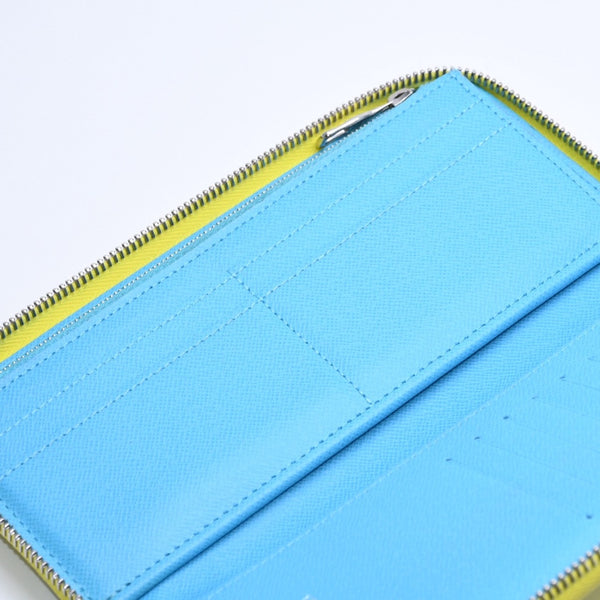 LOUIS VUITTON ルイヴィトン モノグラムプレイグランド ジッピーウォレット ヴェルティカル M82005 イエロー ブルー 美品 中古 4a004799